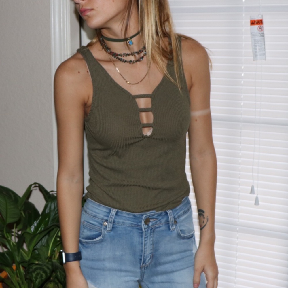 Army green tank top